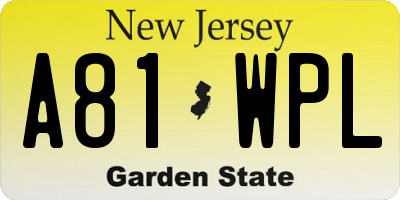 NJ license plate A81WPL