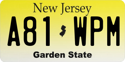 NJ license plate A81WPM