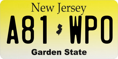 NJ license plate A81WPO