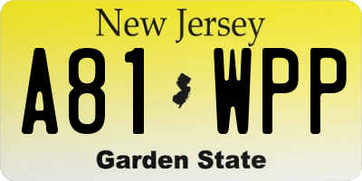 NJ license plate A81WPP