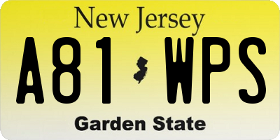 NJ license plate A81WPS