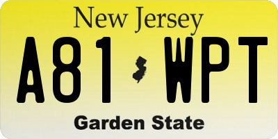NJ license plate A81WPT