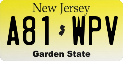 NJ license plate A81WPV