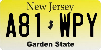 NJ license plate A81WPY