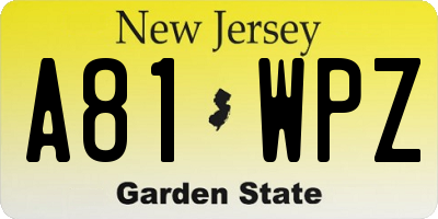 NJ license plate A81WPZ