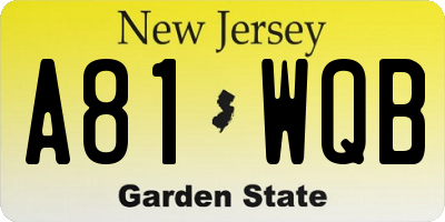 NJ license plate A81WQB