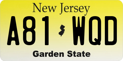NJ license plate A81WQD