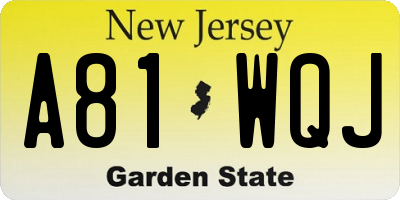 NJ license plate A81WQJ