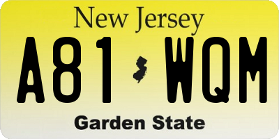 NJ license plate A81WQM