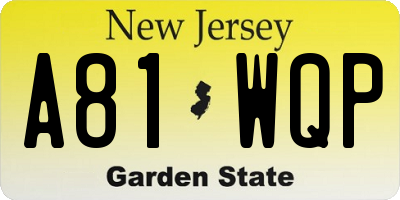 NJ license plate A81WQP