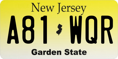 NJ license plate A81WQR