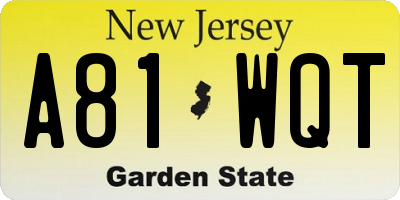 NJ license plate A81WQT