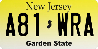 NJ license plate A81WRA