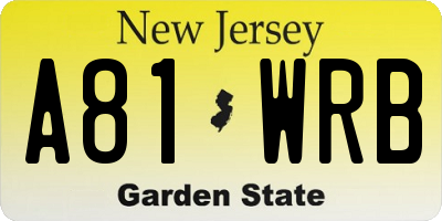 NJ license plate A81WRB