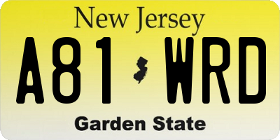 NJ license plate A81WRD