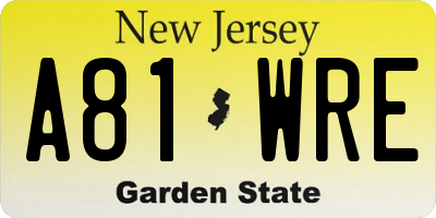 NJ license plate A81WRE