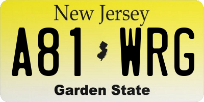 NJ license plate A81WRG