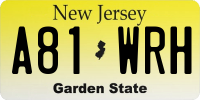 NJ license plate A81WRH