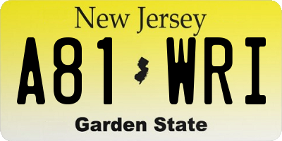 NJ license plate A81WRI