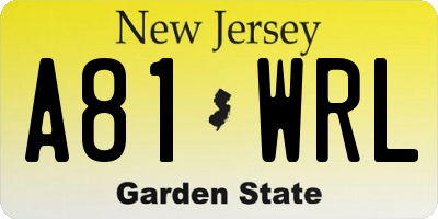 NJ license plate A81WRL
