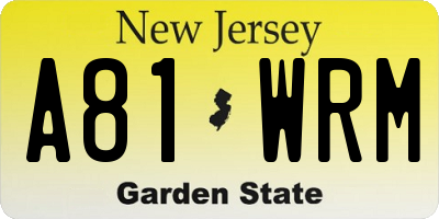 NJ license plate A81WRM