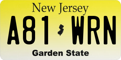 NJ license plate A81WRN