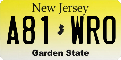 NJ license plate A81WRO