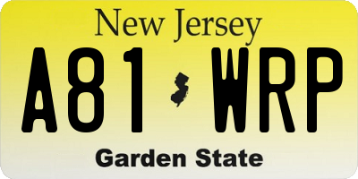 NJ license plate A81WRP