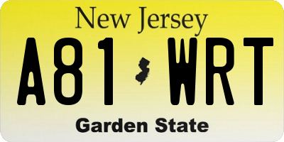 NJ license plate A81WRT