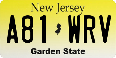 NJ license plate A81WRV