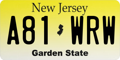 NJ license plate A81WRW