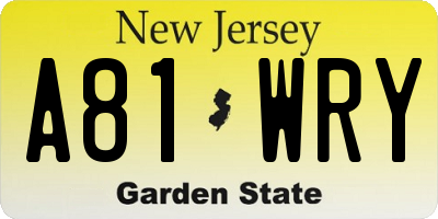 NJ license plate A81WRY