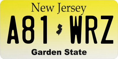 NJ license plate A81WRZ