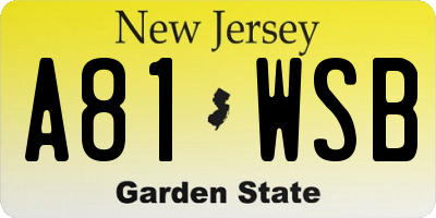 NJ license plate A81WSB