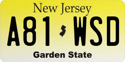 NJ license plate A81WSD
