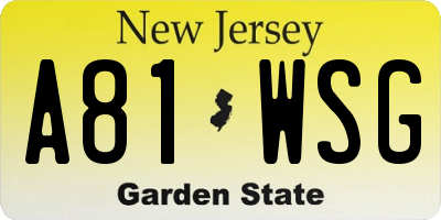 NJ license plate A81WSG