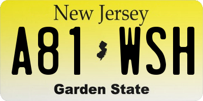 NJ license plate A81WSH