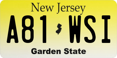 NJ license plate A81WSI