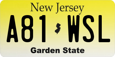 NJ license plate A81WSL