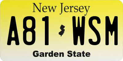 NJ license plate A81WSM