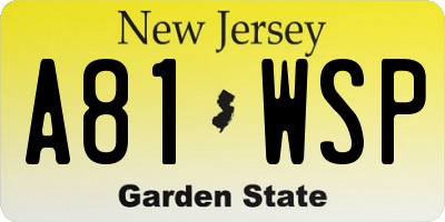 NJ license plate A81WSP