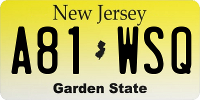 NJ license plate A81WSQ