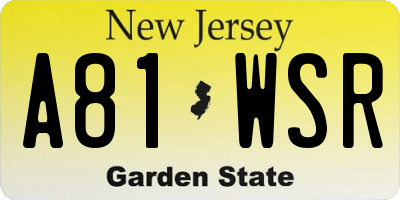 NJ license plate A81WSR