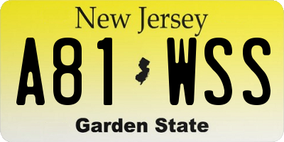 NJ license plate A81WSS