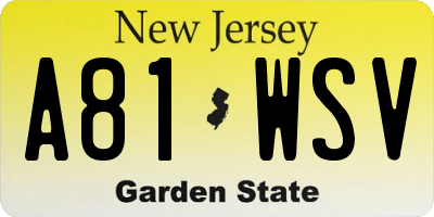 NJ license plate A81WSV