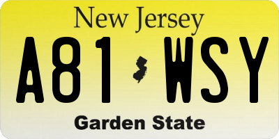 NJ license plate A81WSY