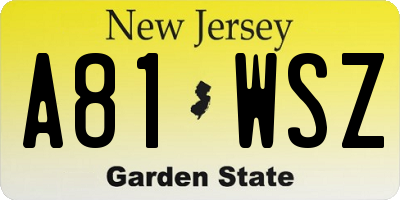 NJ license plate A81WSZ