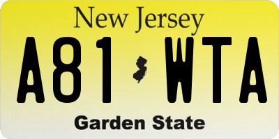 NJ license plate A81WTA