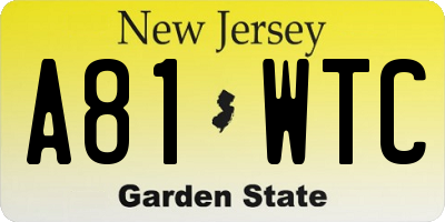 NJ license plate A81WTC