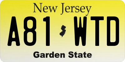 NJ license plate A81WTD